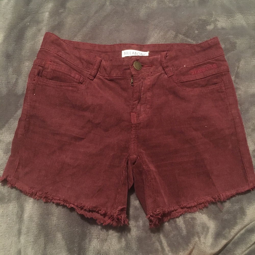 Billabong maroon corduroy shorts